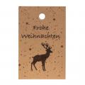 [W17724] Geschenkanhänger 'Frohe Weihnachten mit Hirsch' 85x55 mm Natur 